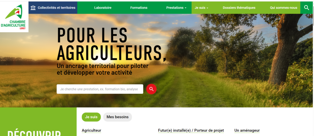 Le nouveau site www.agri-territoires-loiret.fr offre une large palette de services et de prestations accessibles en ligne.
